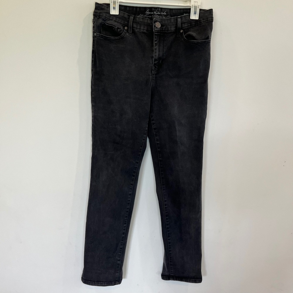 Gloria Vanderbilt Bridget Slim Leg Jeans Black Mid Rise Slimming Womens 12MA